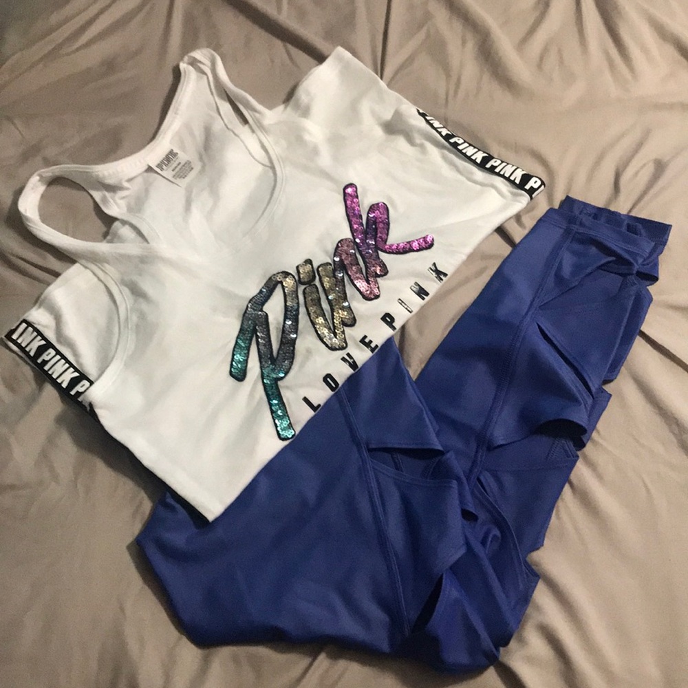 Victoria’s Secret workout leggings & sequined tank